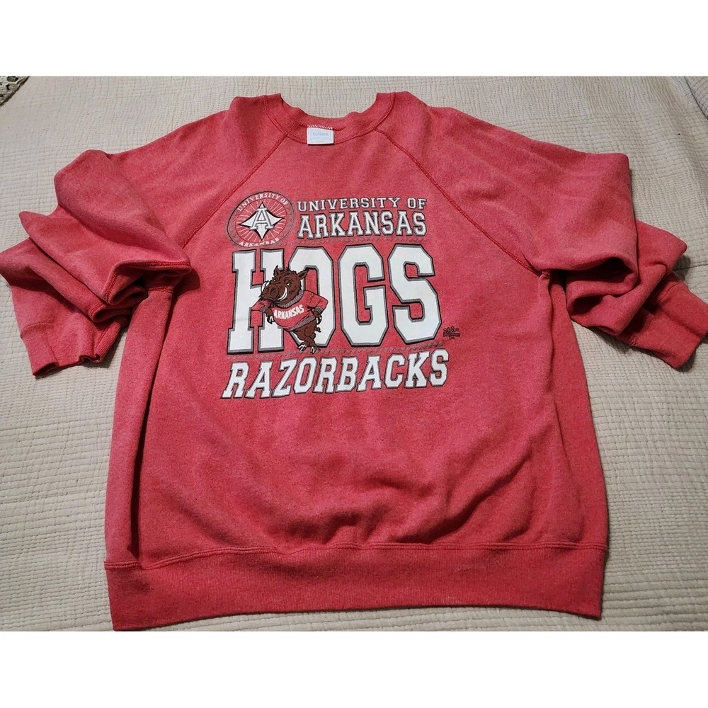 Arkansas Razorbacks Tultex Crewneck Sweatshirt XL Red NCAA Unisex Retro